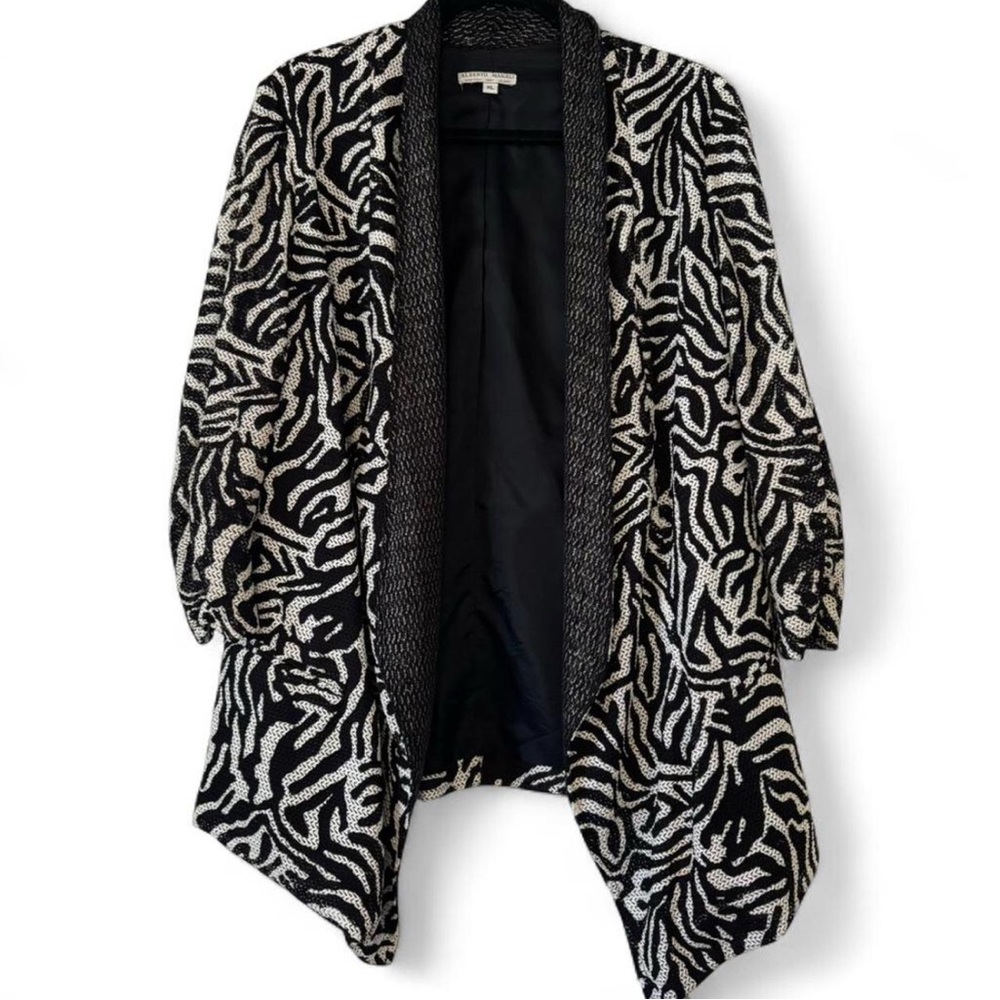 Alberto Makali Zebra Print Open Front Cardigan Blazer XL Vintage